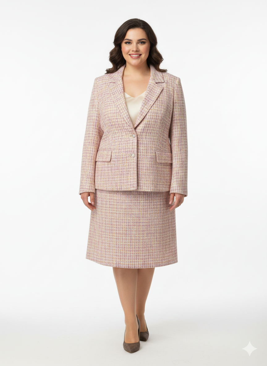 Plus Skirt Suit Pink / White Multi - Nanette Lepore