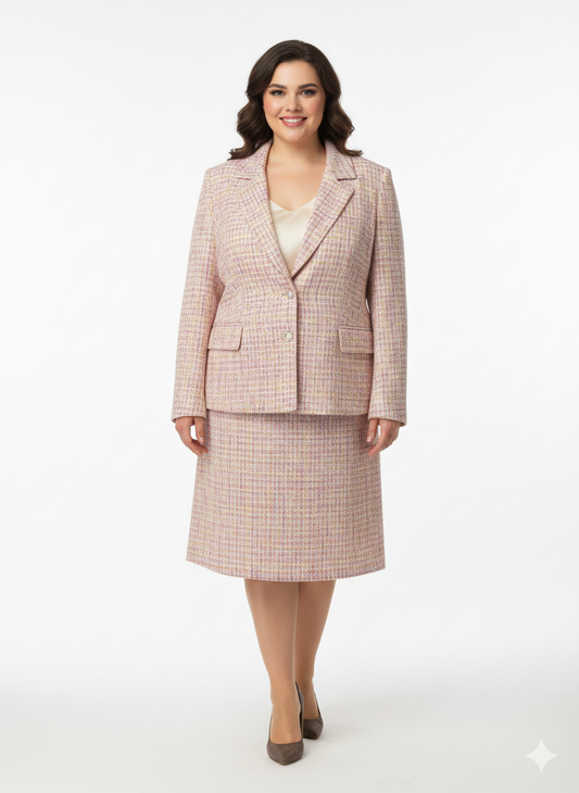 Plus Skirt Suit Pink / White Multi - Nanette Lepore