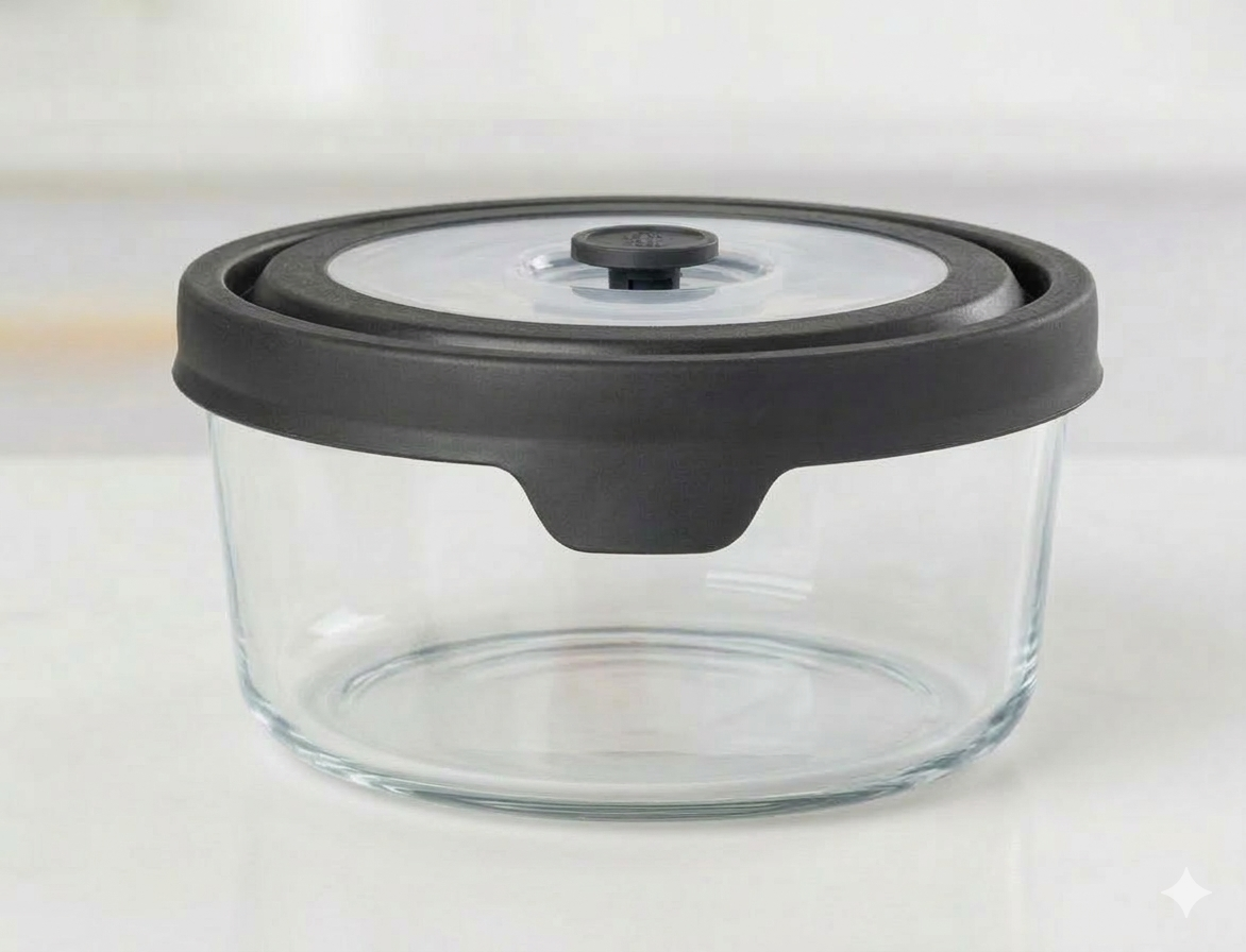 4 Cup Round Food Storage with/ Vented Lid Clear/Black