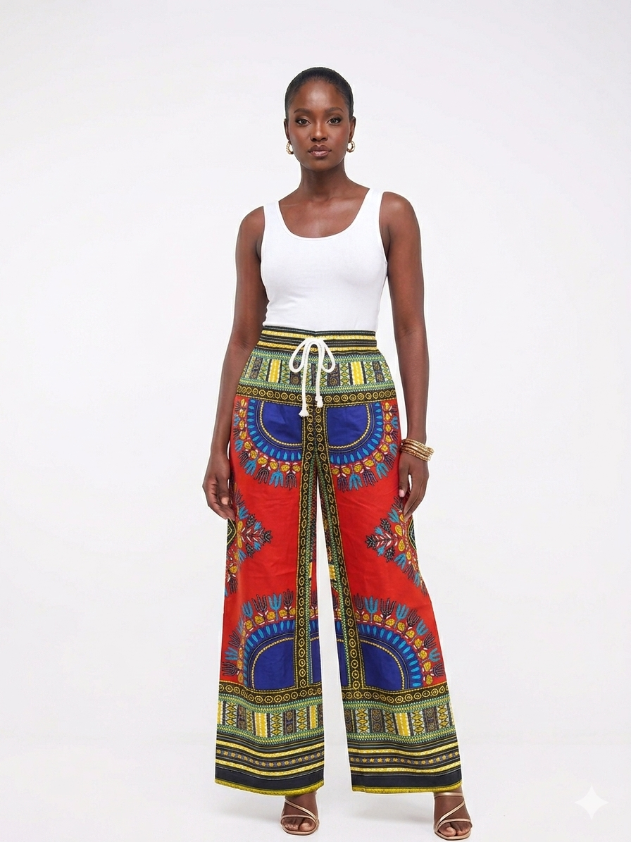 Dashiki Print Pant Red-Pant - Etnia Negra