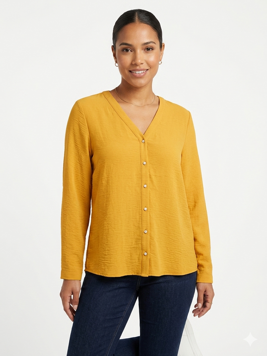 Rhnestone Pearl Accent Y Neck Turmeric