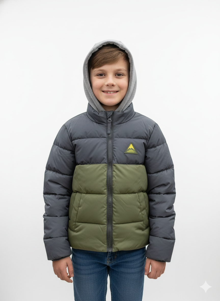Classic Blocked Puffer Dark Grey