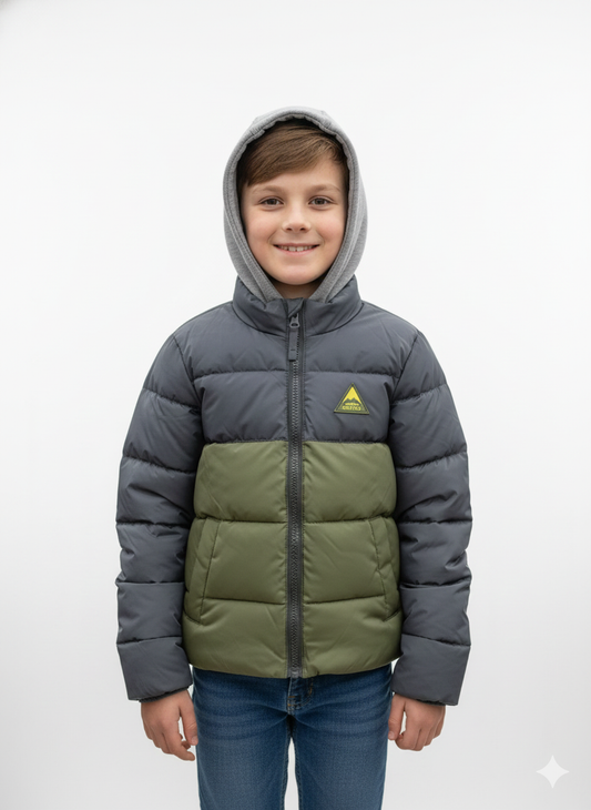 Classic Blocked Puffer Dark Grey