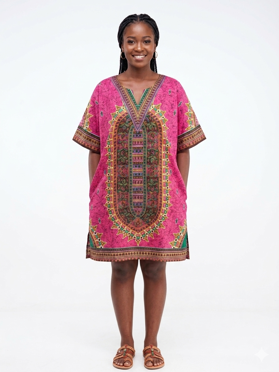 Kaftan Short Pink Print  - Etnia Negra