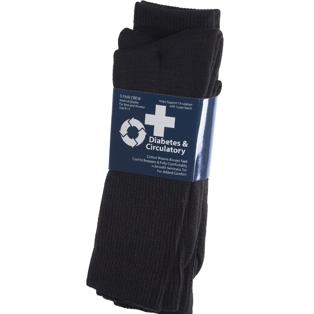 Diabetes & circulatory 2 pair crew in 3 colors