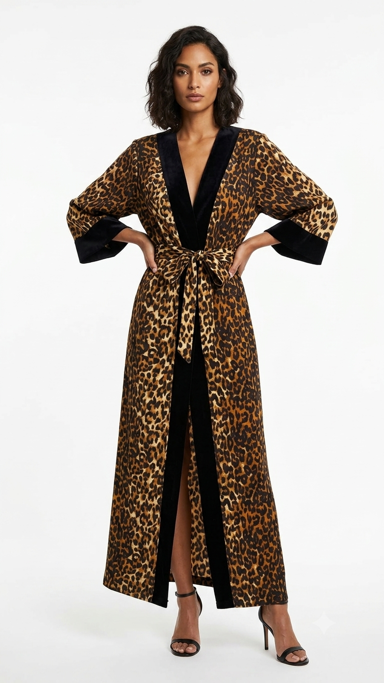 Dress Black Leopard Print Women - Etnia Negra