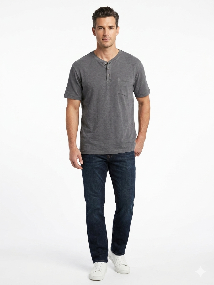 Short Sleeve Henley Tee Iron