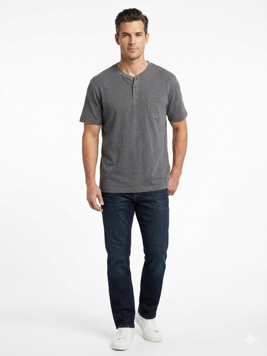 Short Sleeve Henley Tee Iron
