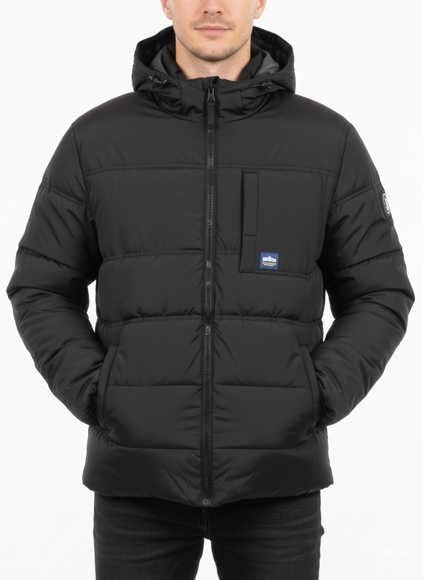 Double Needle Quilted Puffer Black