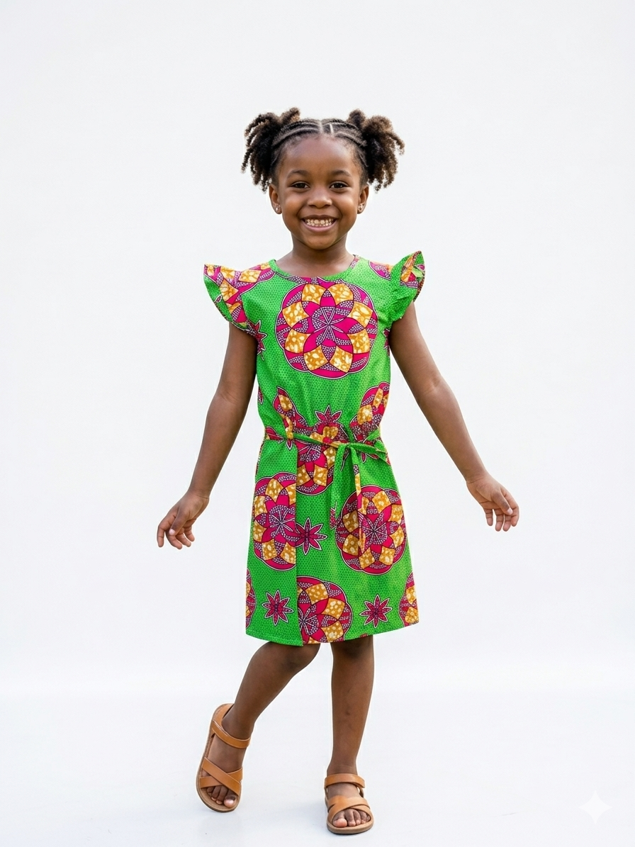 Vestido Verde Multi  niña - Etnia Negra