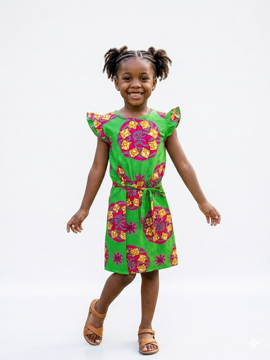 Vestido Verde Multi  niña - Etnia Negra