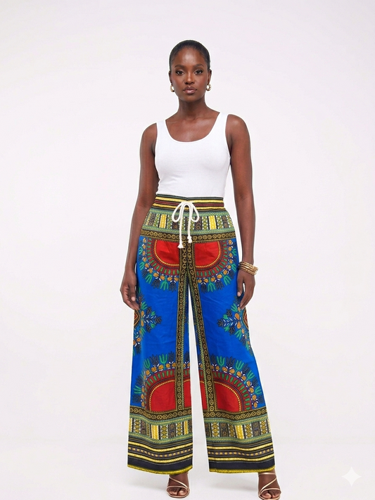 Dashiki Print Pant Blue-Pant - Etnia Negra