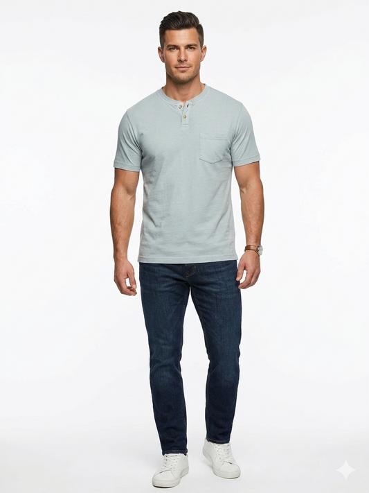 Short Sleeve Henley Tee Mist