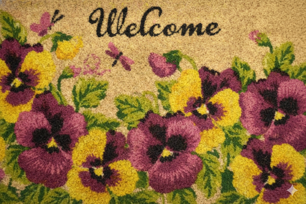 Mat Printed Coir 18x28 Welcome Flowers