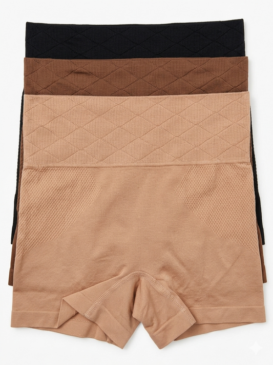 Shapewear 3 On a Hanger - Boy Short Black / Mocha / Cork