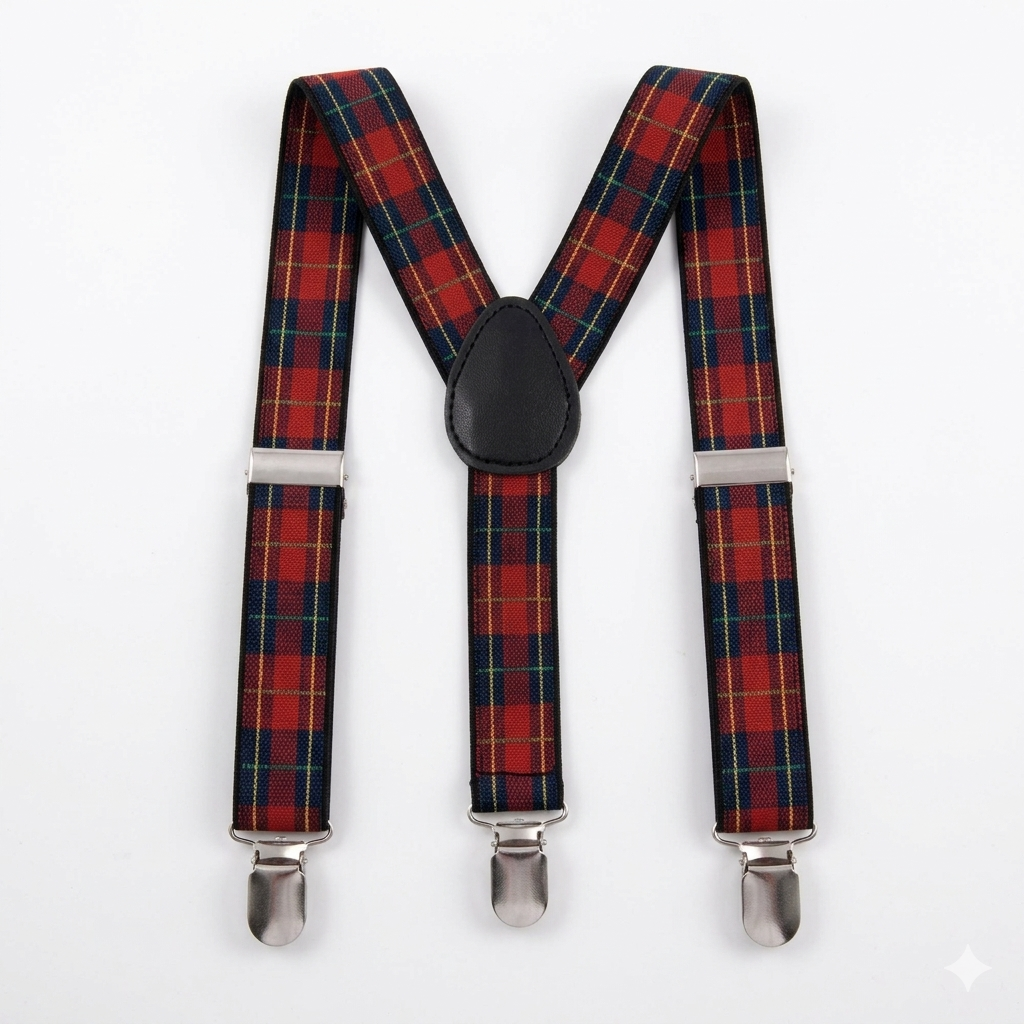 Red plaid suspenders