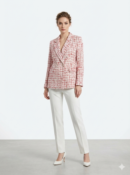 Pant Suit Pink Red / Brilliant White - Nanette Lepore