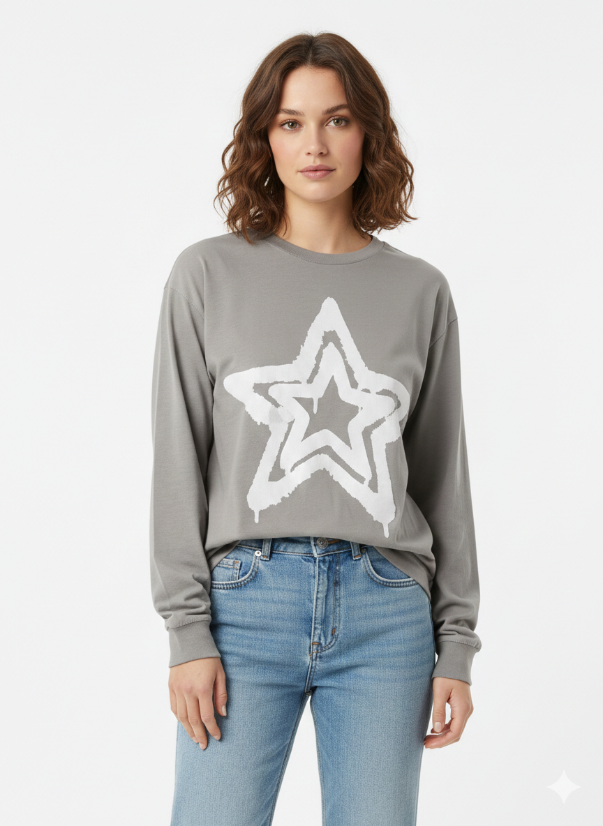 Star Puff T-Shirt Grey