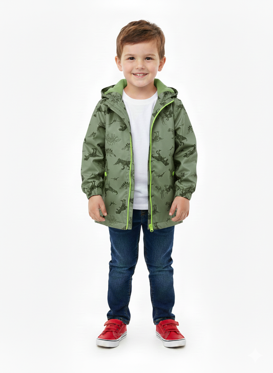 Dinosaur Print Windbreaker Faded Olive