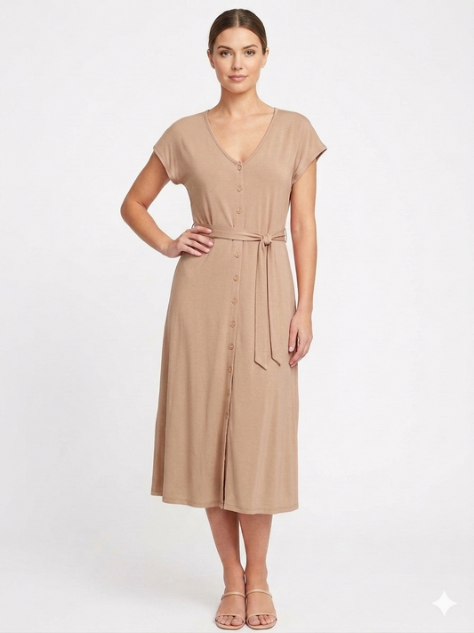 Ladies Yummy Maxi Dress, Beige - Liz & Lilli