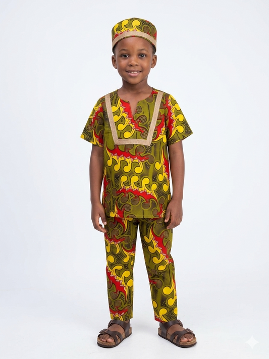 Conjunto Niño  Verde-Amarillo-Rojo (Etnia Negra)