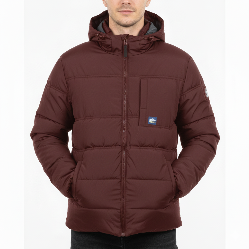 Double Needle Quilted Puffer Oxblood