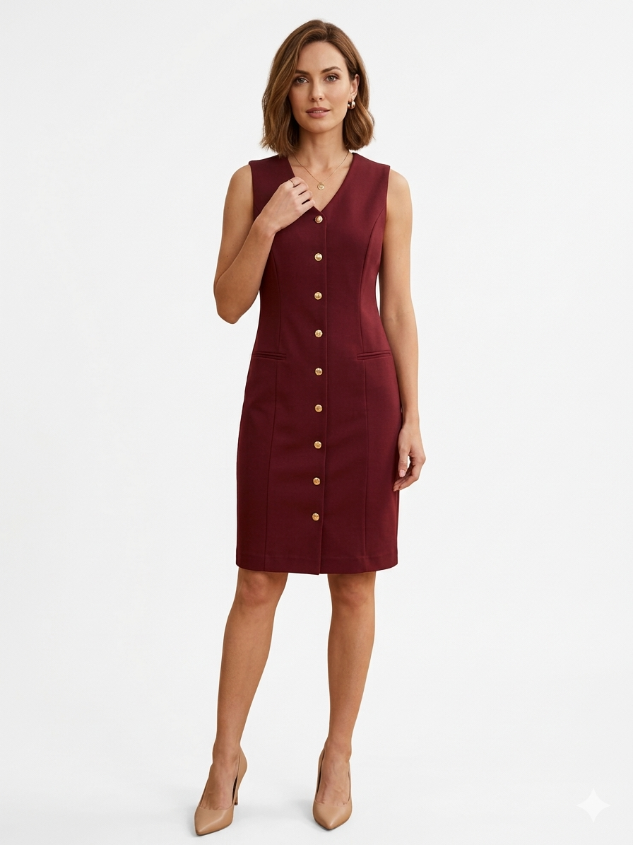 Dress Sleeveless Caberner Wine  - Shelby and Palmer
