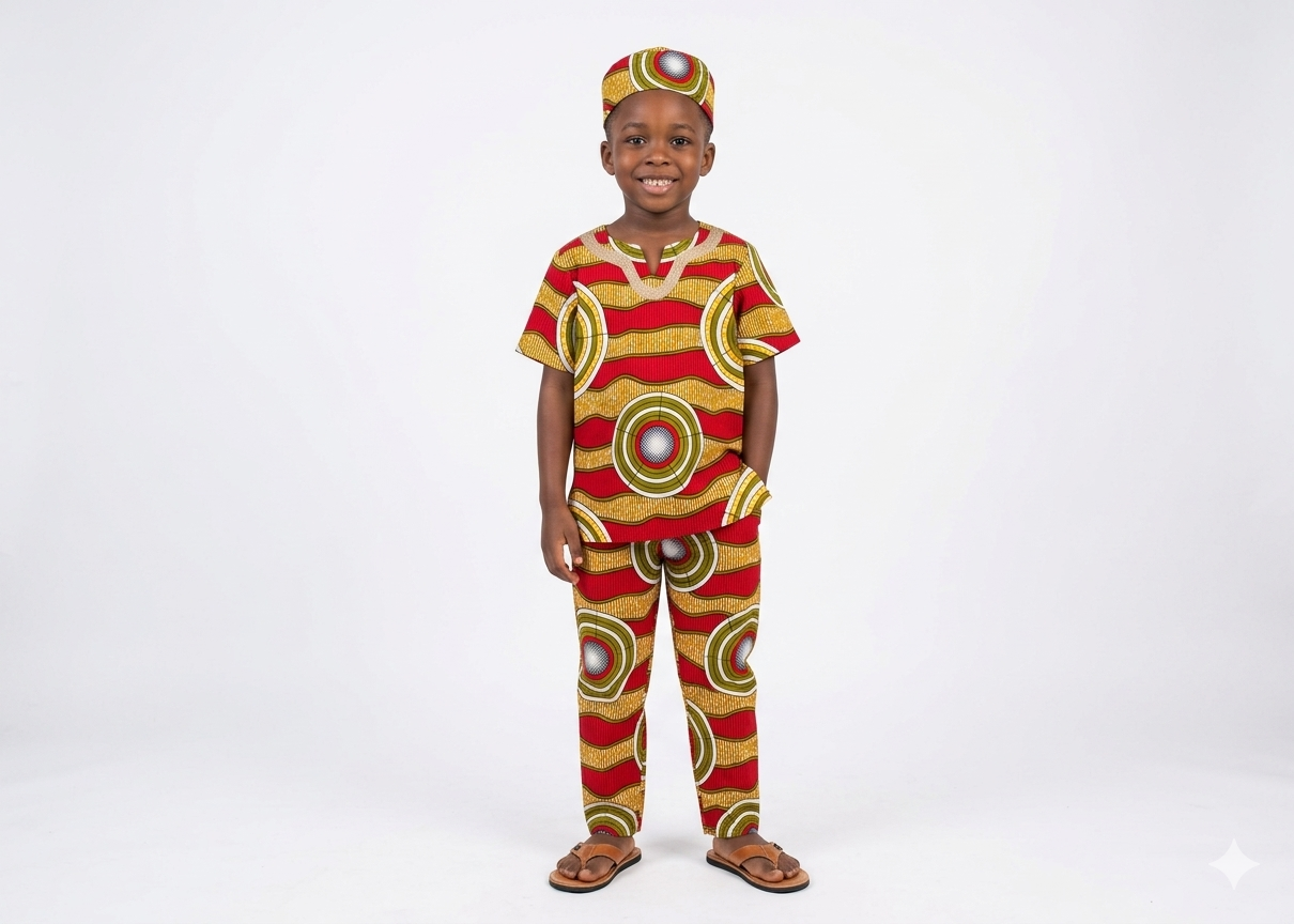 Conjunto Niño Rojo-Amarillo-Verde  (Etnia Negra)