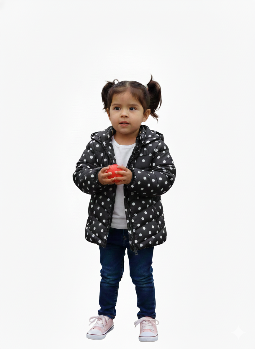 Dot Print Puffer Ebony