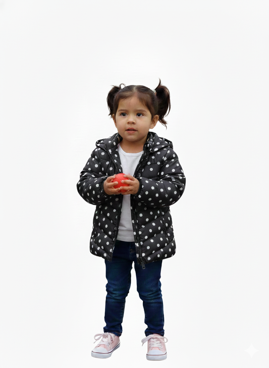 Dot Print Puffer Ebony