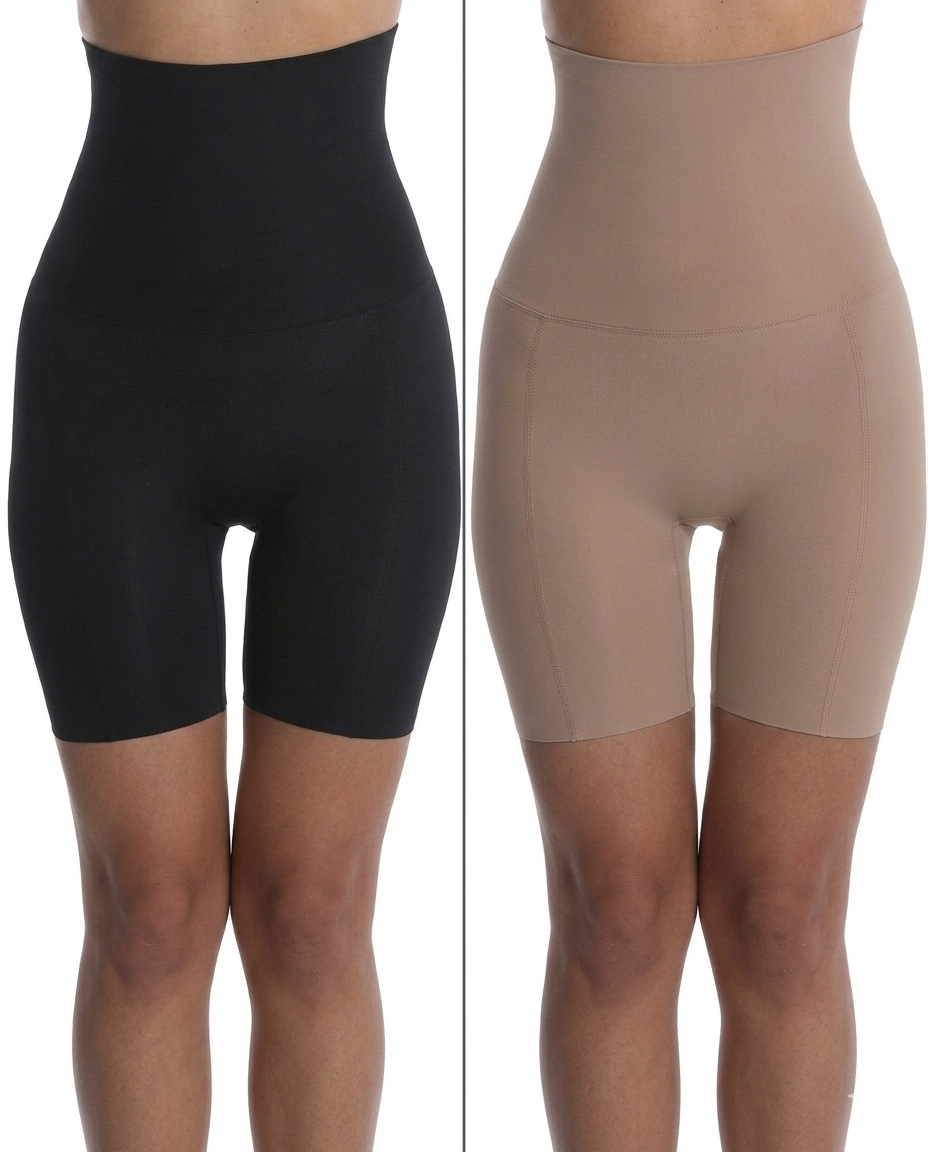 Scuba High - Waist Thigh W/ Layer Black-Nude