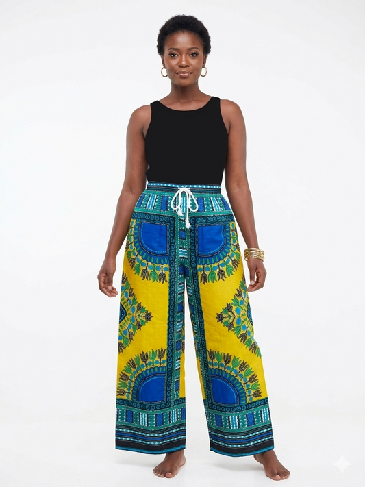 Dashiki Print Pant Yellow-Pant - Etnia Negra
