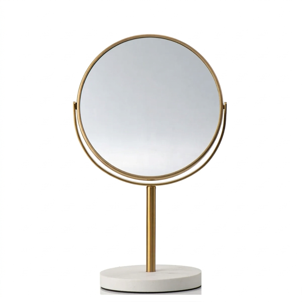 Aged Brass - 8" Closer Look 360 Rotation Tabletop Vanity Mirror 1X/5X