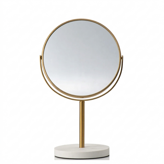 Aged Brass - 8" Closer Look 360 Rotation Tabletop Vanity Mirror 1X/5X