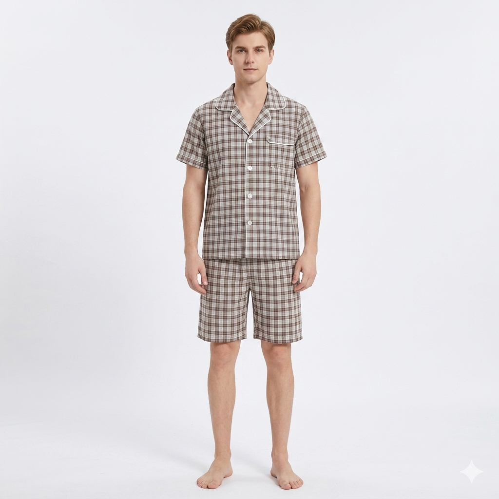 Men´s Pajama Short Sleeve w/ Long short Grey Multicolor