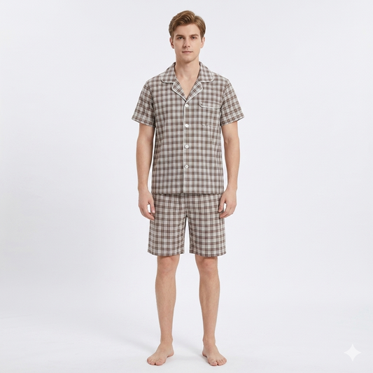 Men´s Pajama Short Sleeve w/ Long short Grey Multicolor