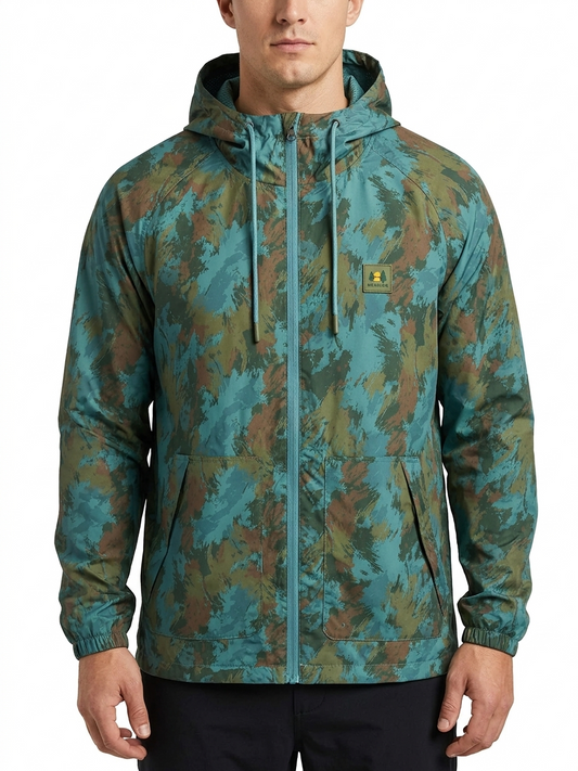 Solid / AOP Poly Ripstop Windbreaker W/ Mes Atlantic Multi