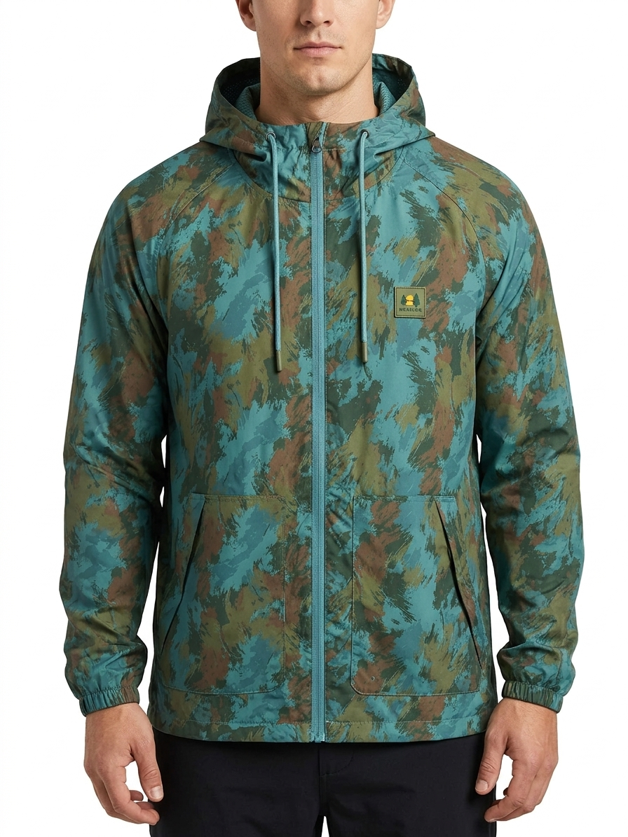 Solid / AOP Poly Ripstop Windbreaker W/ Mes Atlantic Multi