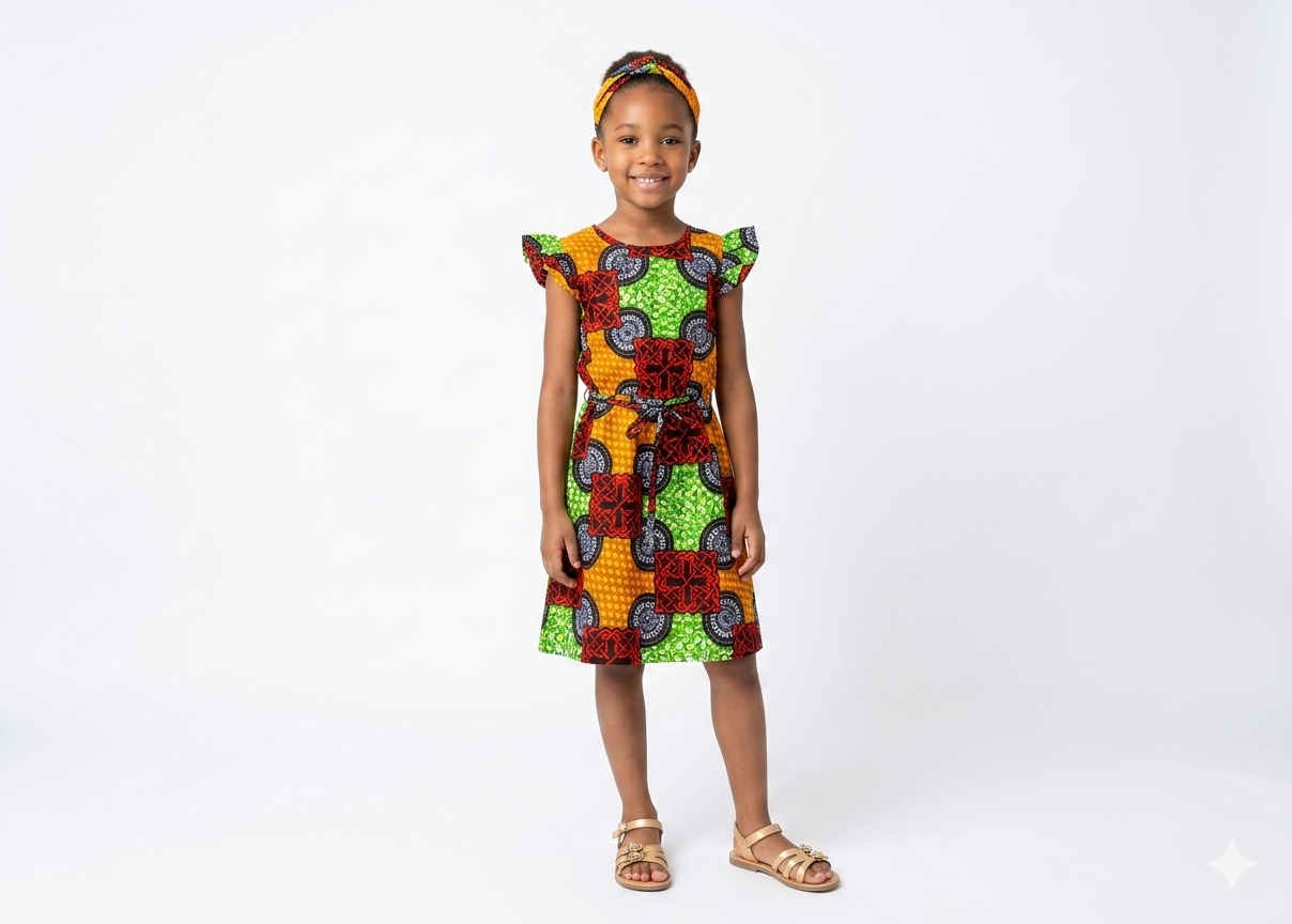 Vestido Rojo-Verde-Naranja (Etnia Negra)