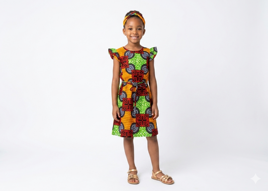 Vestido Rojo-Verde-Naranja (Etnia Negra)