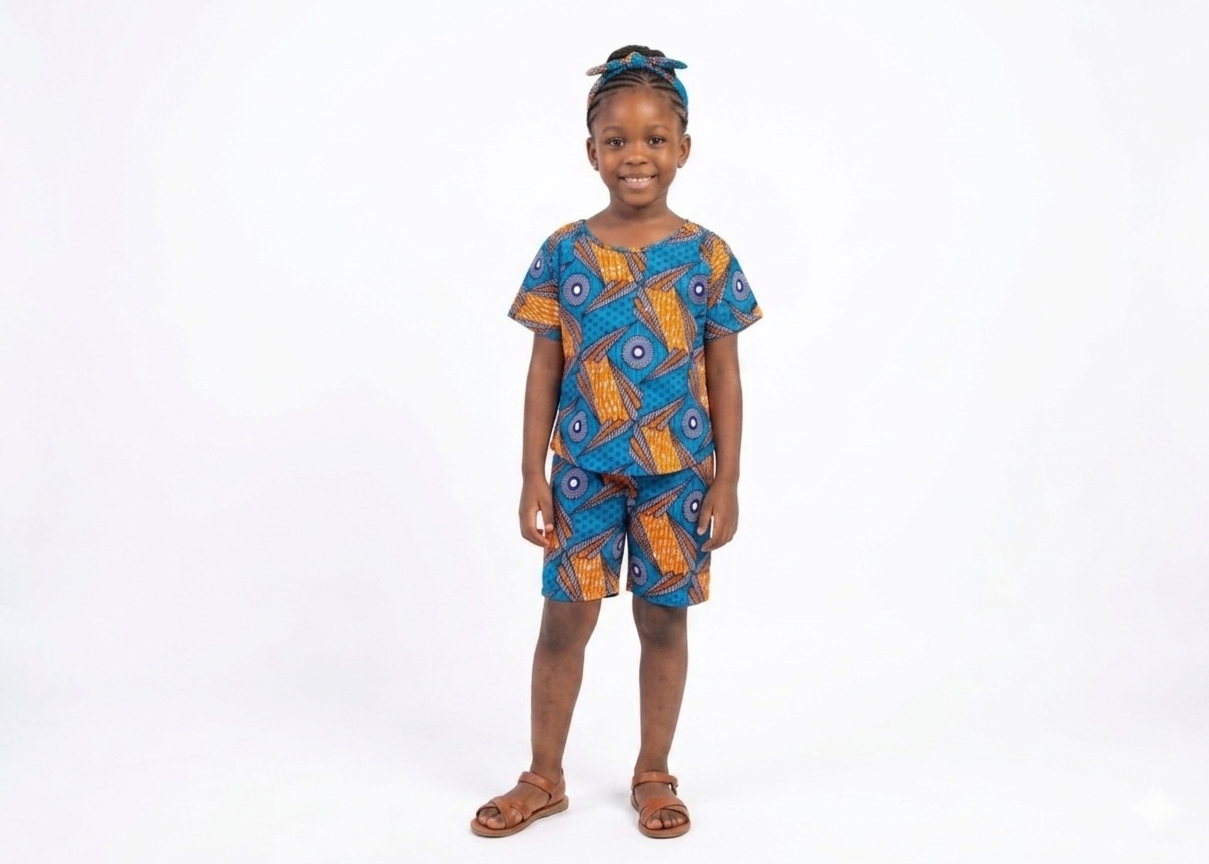 Conjunto Niña Azul-Naranja (Etnia Negra)