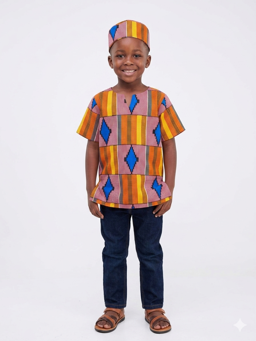 Camisa Nilño Rojo-Naranja-Azul (Etnia Negra)