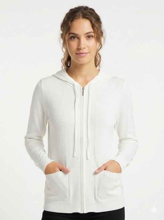 Front Hoodie with ivory
