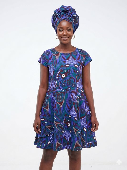 Vestido morado de talla grande de manga corta 2 Tired