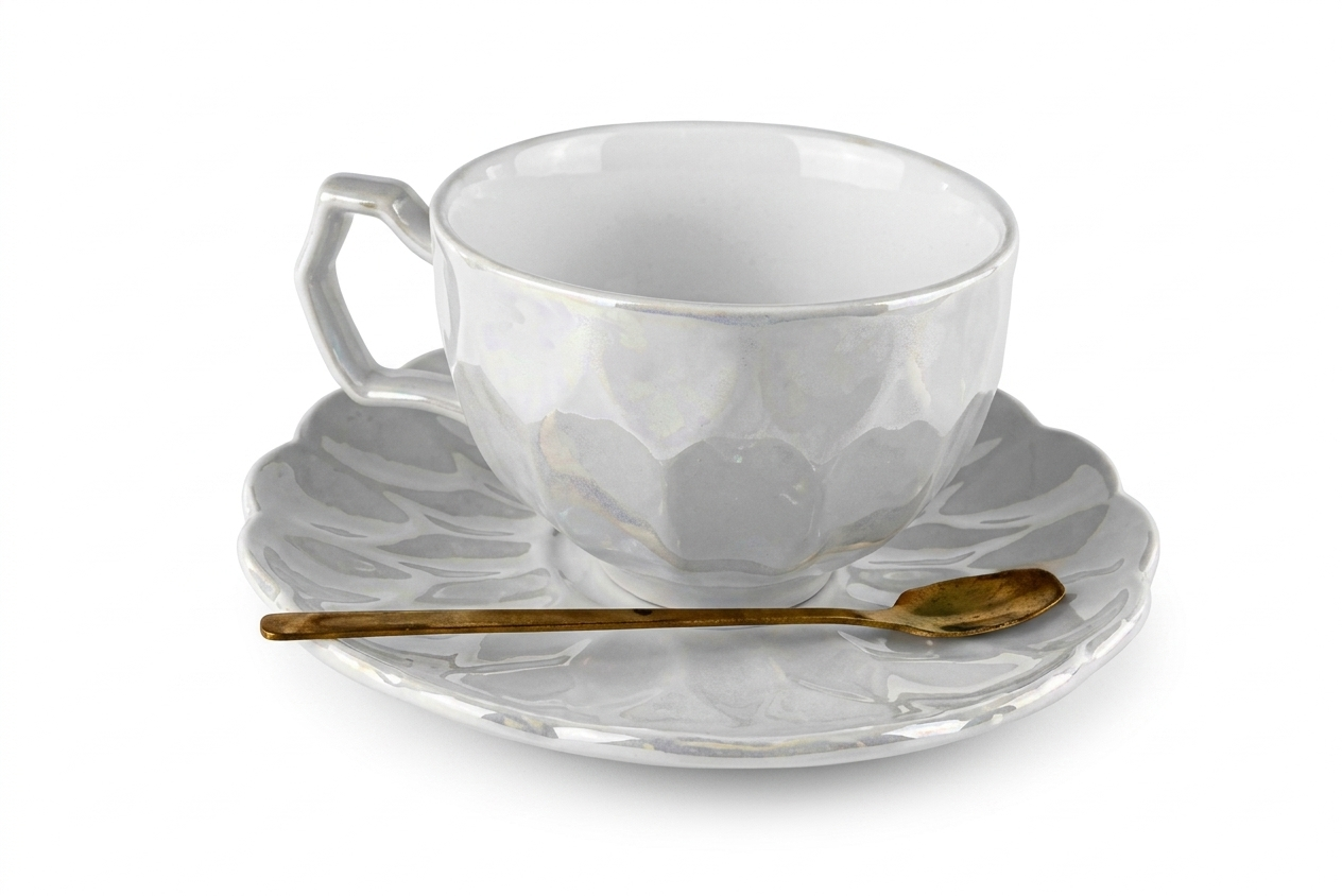 Cup with Saucer and Spoon Grey
