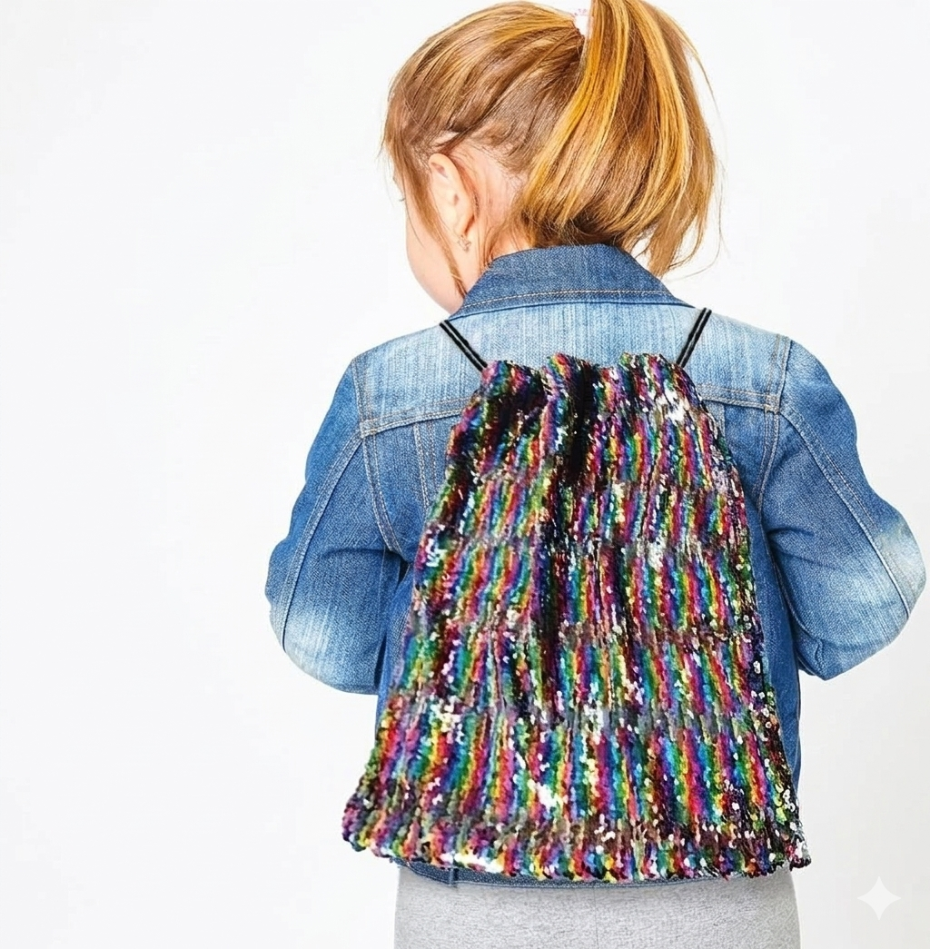 Rainbow Sequin Drawstring Backpack