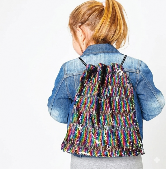 Rainbow Sequin Drawstring Backpack