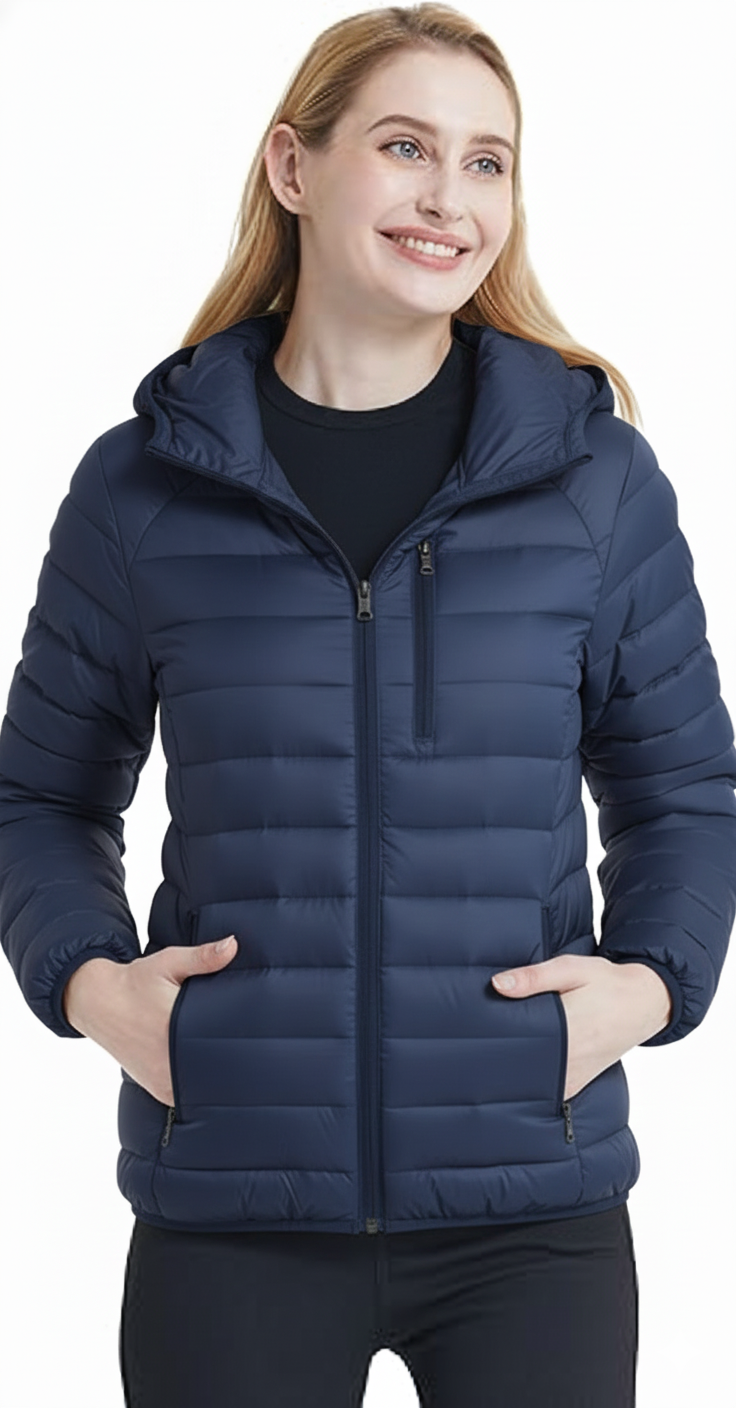 Channel Quilted Puffer with Butter Fleece lining Navy