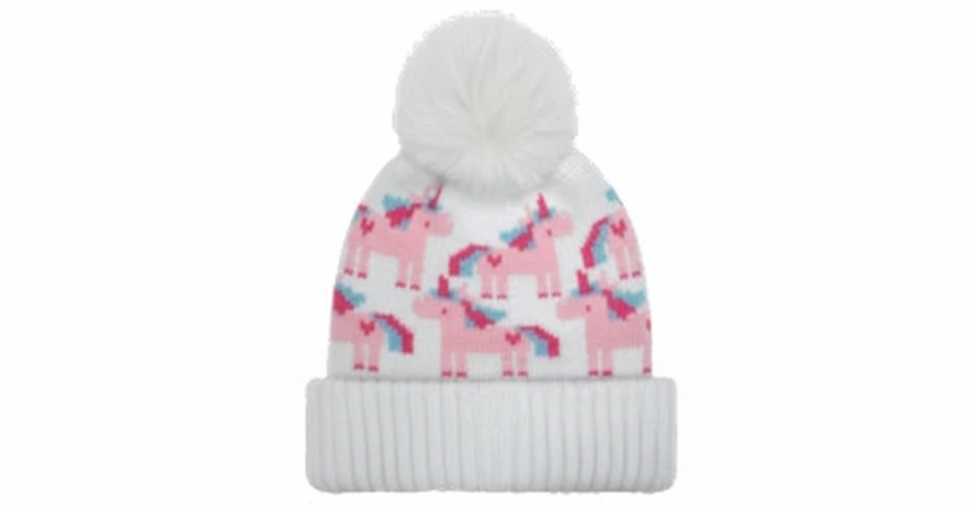 TODDLER GIRLS UNICORN CUFF HAT WHITE