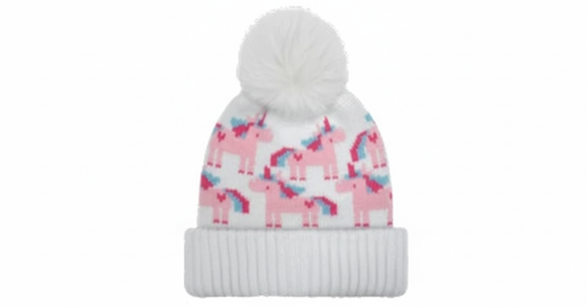 TODDLER GIRLS UNICORN CUFF HAT WHITE